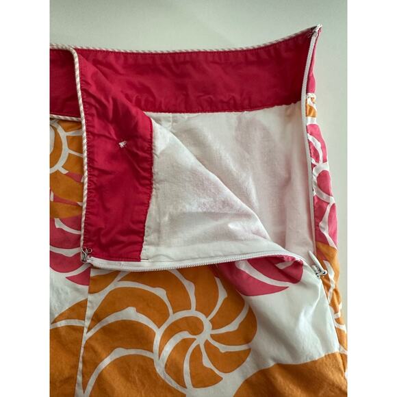 LL Bean Seashell Print Full Mini Skirt Sz 12 100% Cotton Bright Pink‎ & Orange - Picture 5 of 9